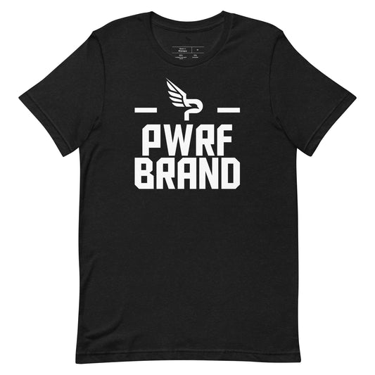 Unisex T-Shirt White PWRF Brand Design with Line on the Side