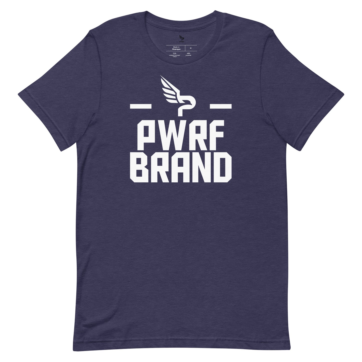 Unisex T-Shirt White PWRF Brand Design with Line on the Side