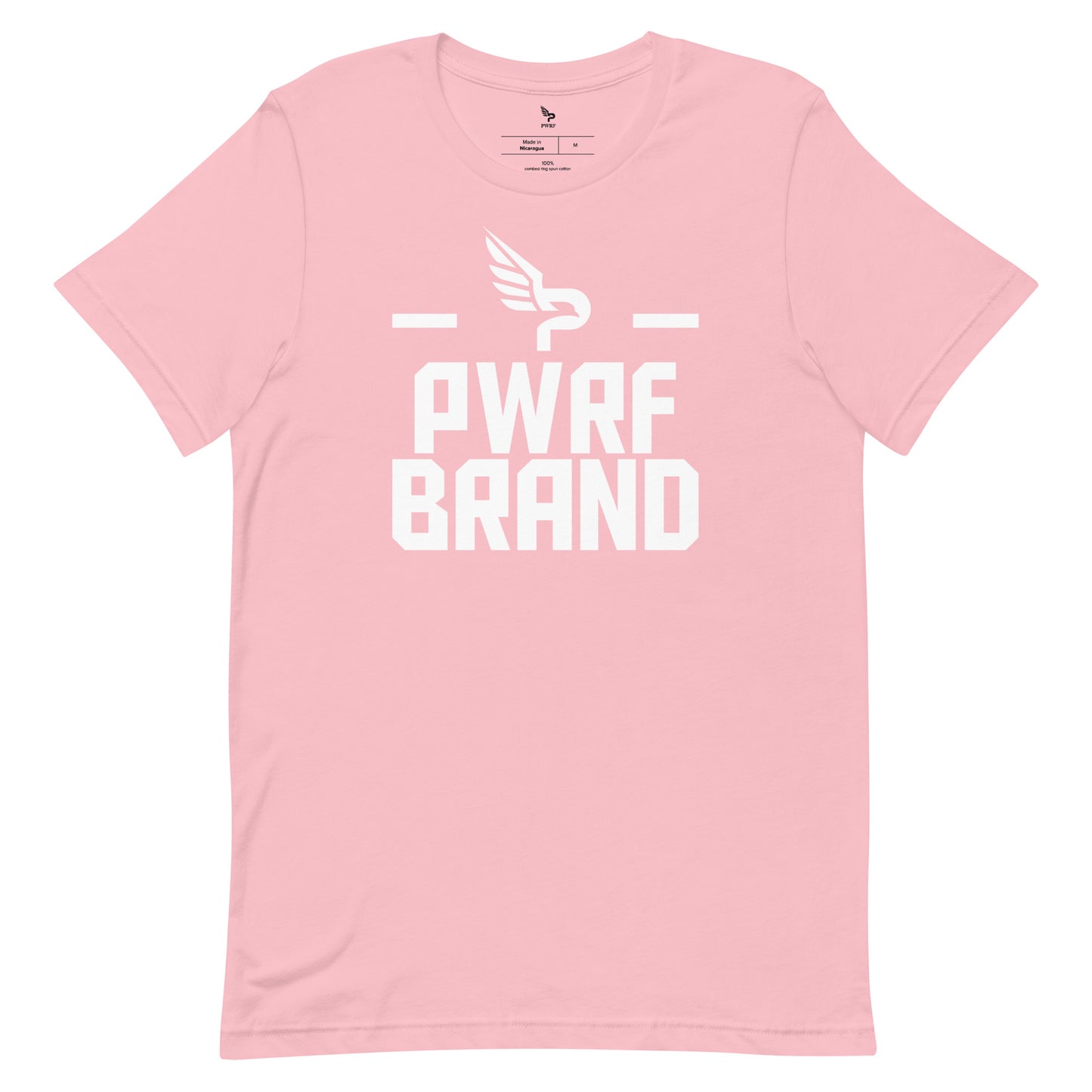 Unisex T-Shirt White PWRF Brand Design with Line on the Side