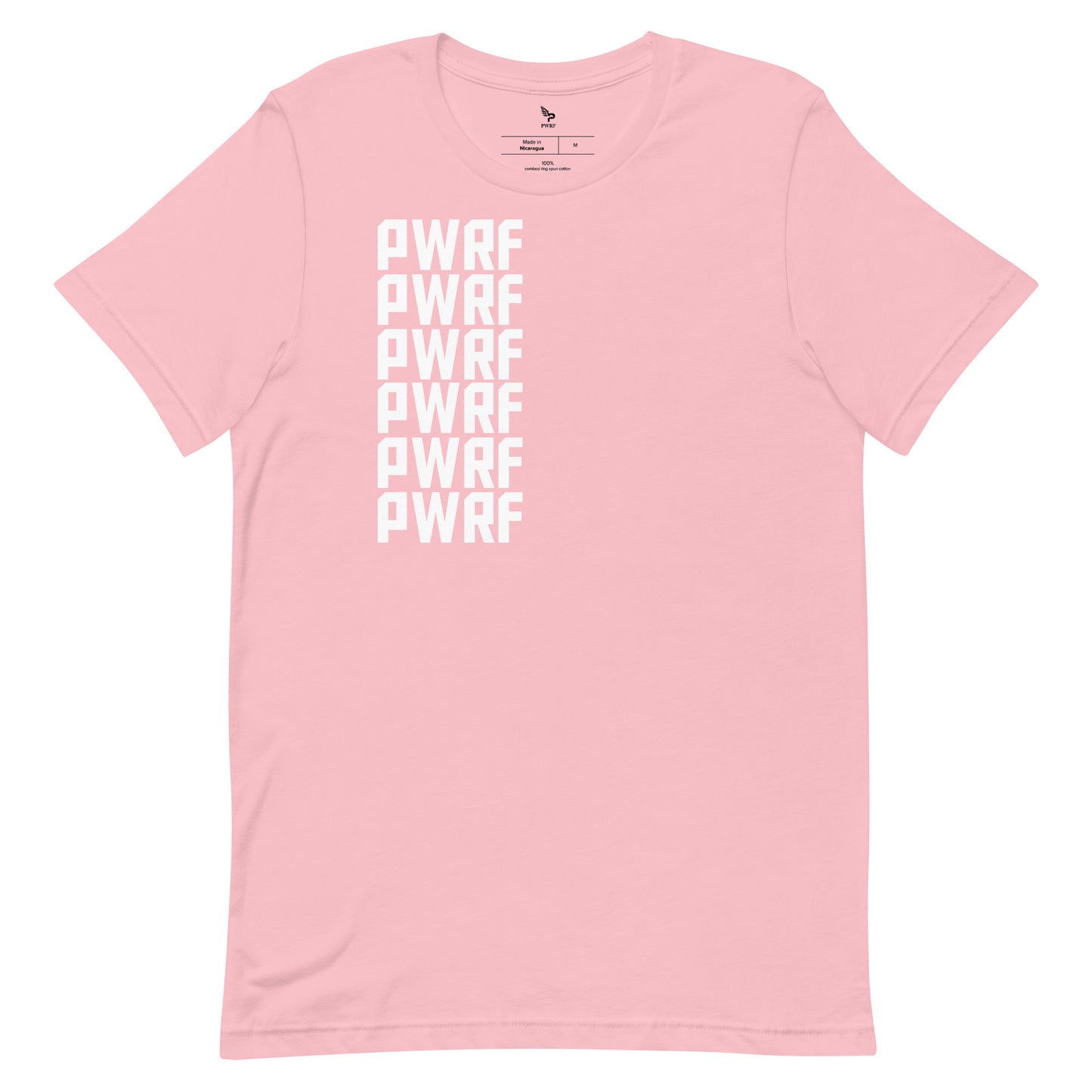 Unisex T-Shirt White Right Side Multiple PWRF Lettering