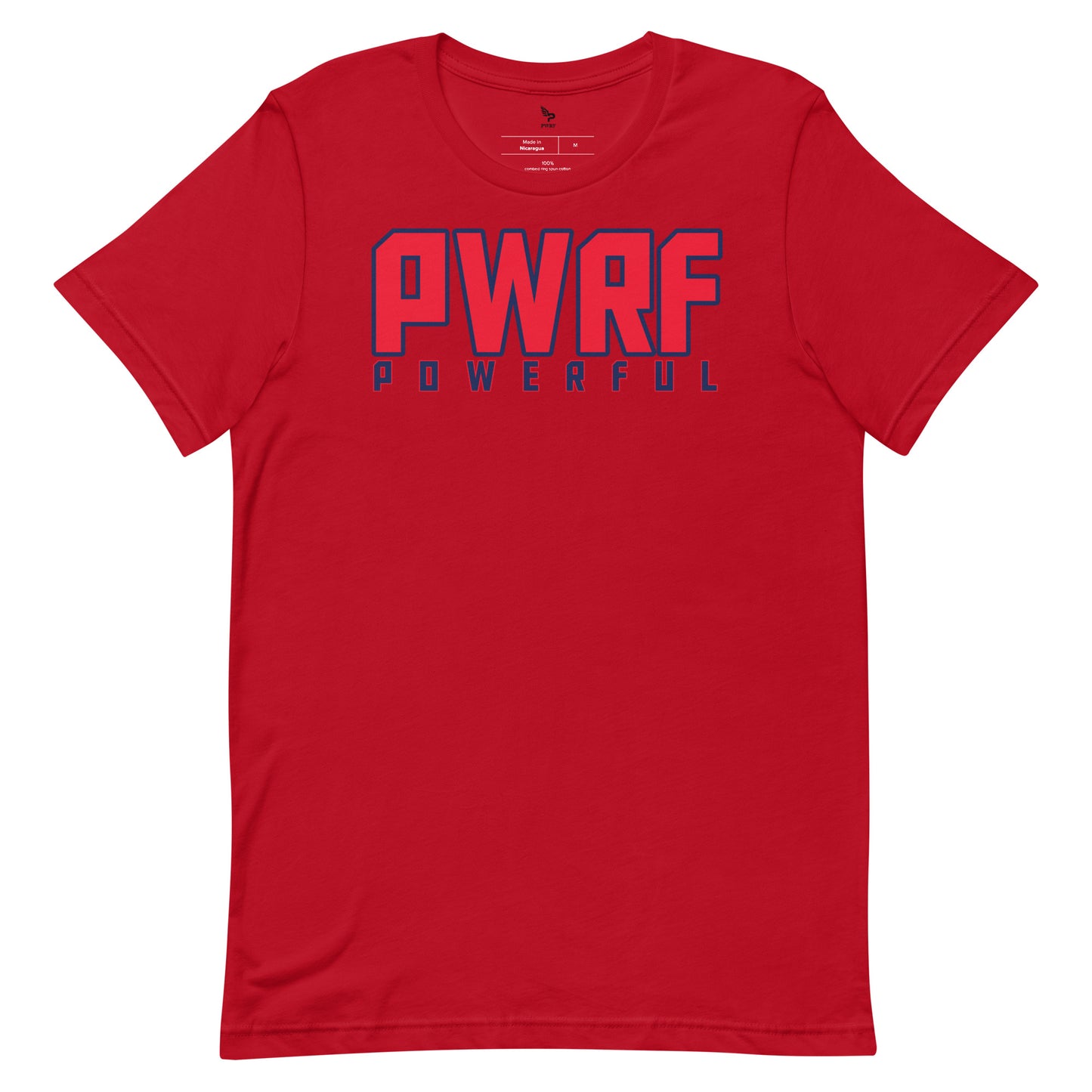 Unisex T-Shirt PWRF POWERFUL Red with Blue Edge