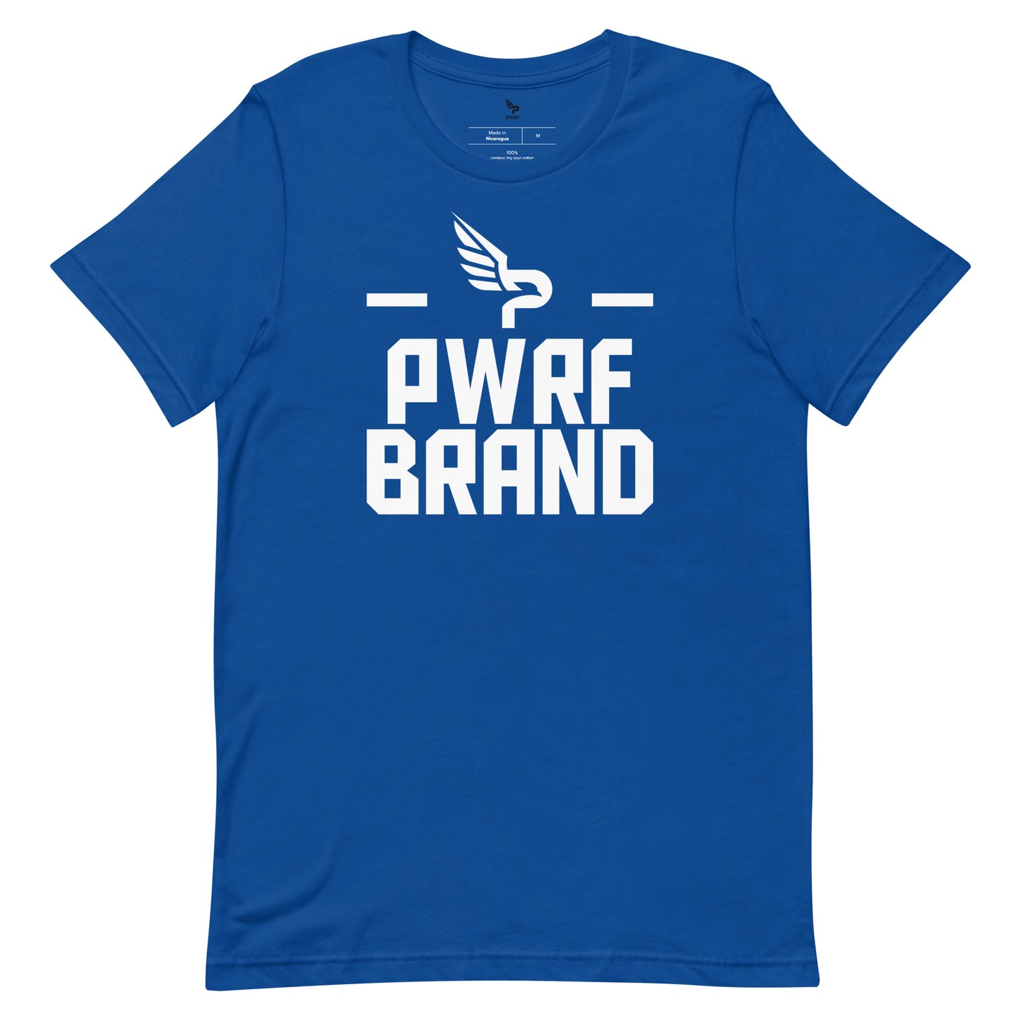 Unisex T-Shirt White PWRF Brand Design with Line on the Side