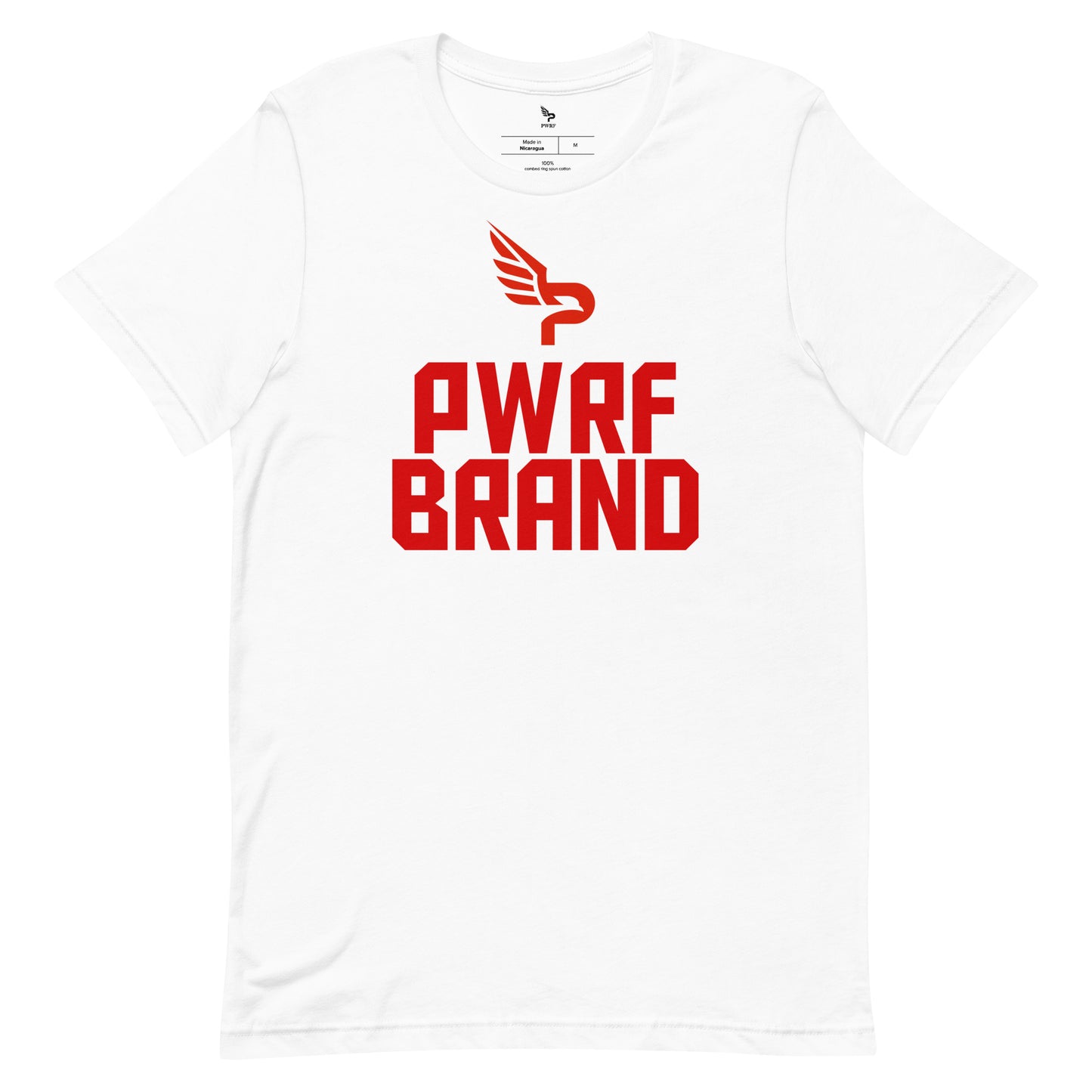 Unisex T-Shirt Red PWRF Brand Design with Line on the Side