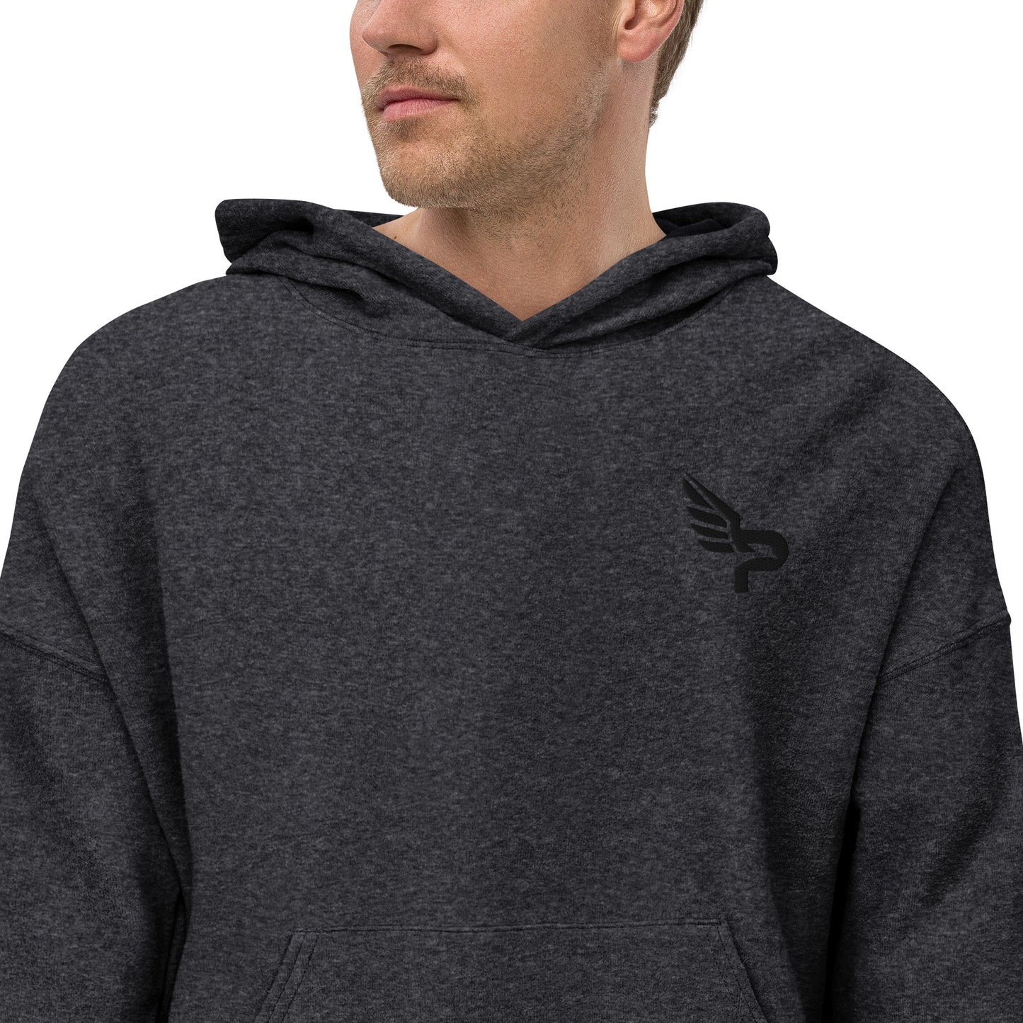 Men's PWRF Brand Embroidered Unisex Sueded Fleece Hoodie