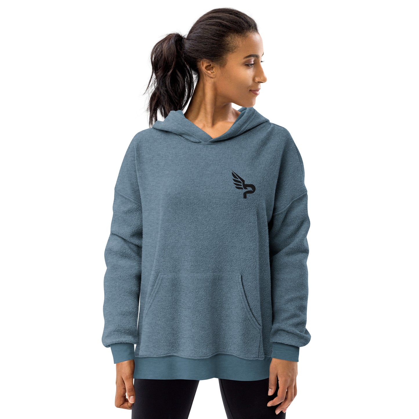 Women's PWRF Brand Embroidered Unisex Sueded Fleece Hoodie