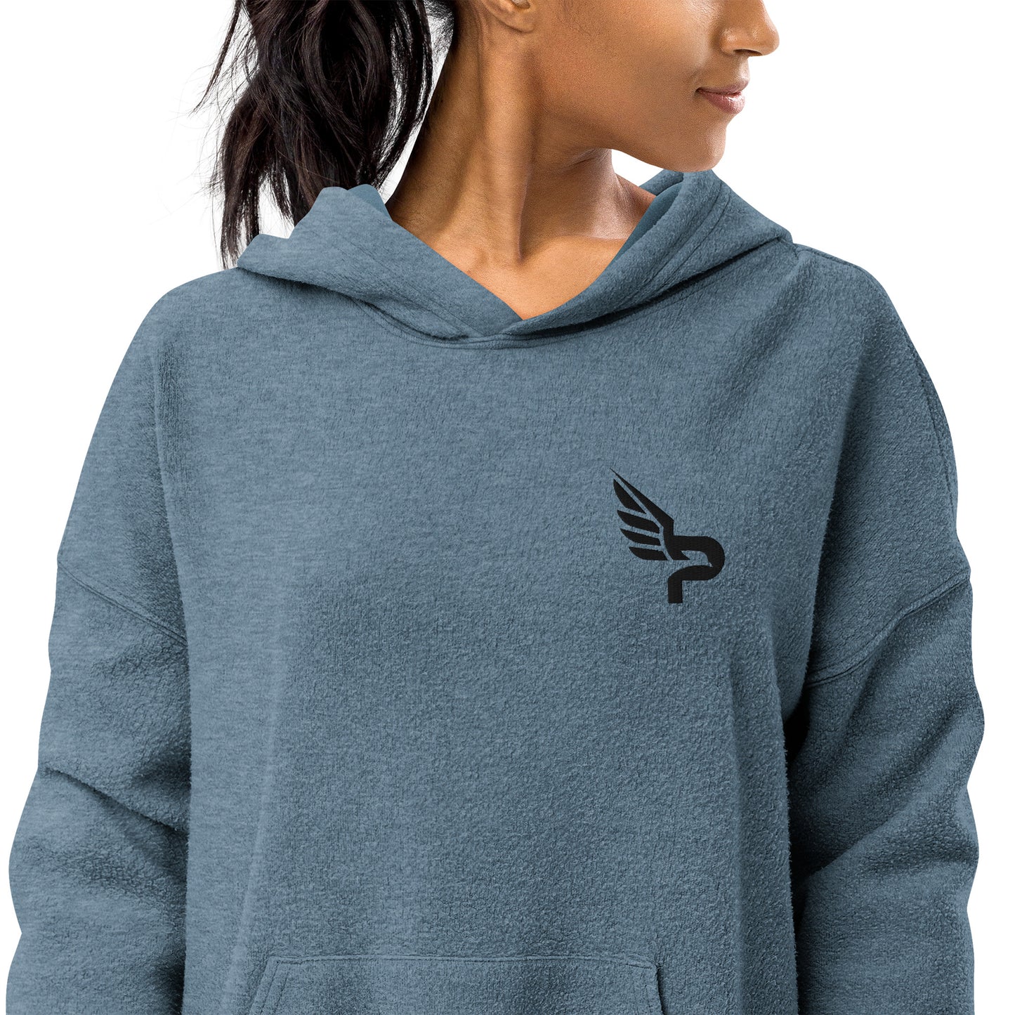 Women's PWRF Brand Embroidered Unisex Sueded Fleece Hoodie