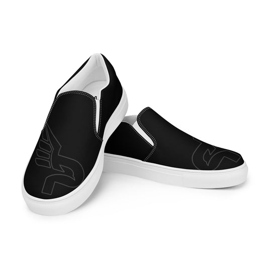 Women’s PWRF Brand Logo on Black Slip-on Canvas Shoes