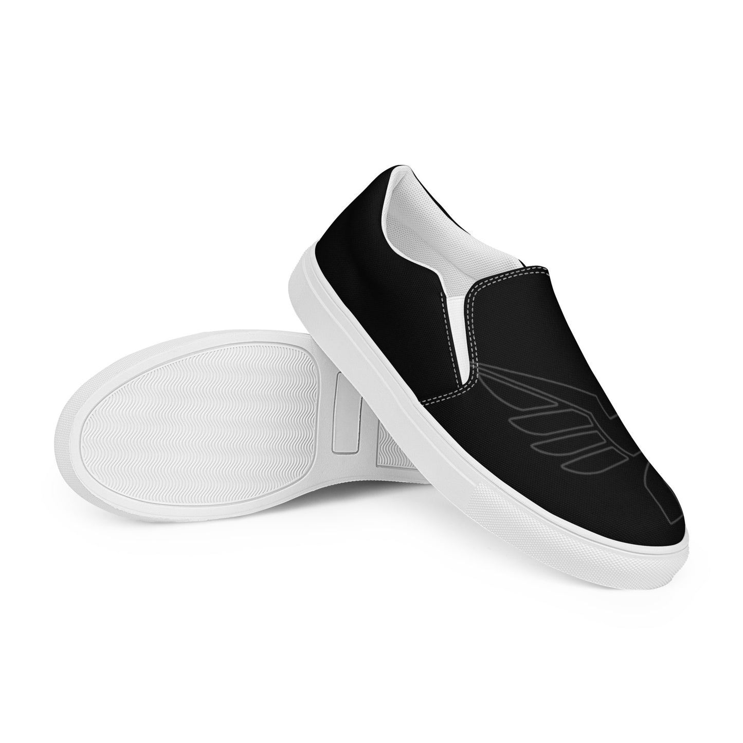 Women’s PWRF Brand Logo on Black Slip-on Canvas Shoes